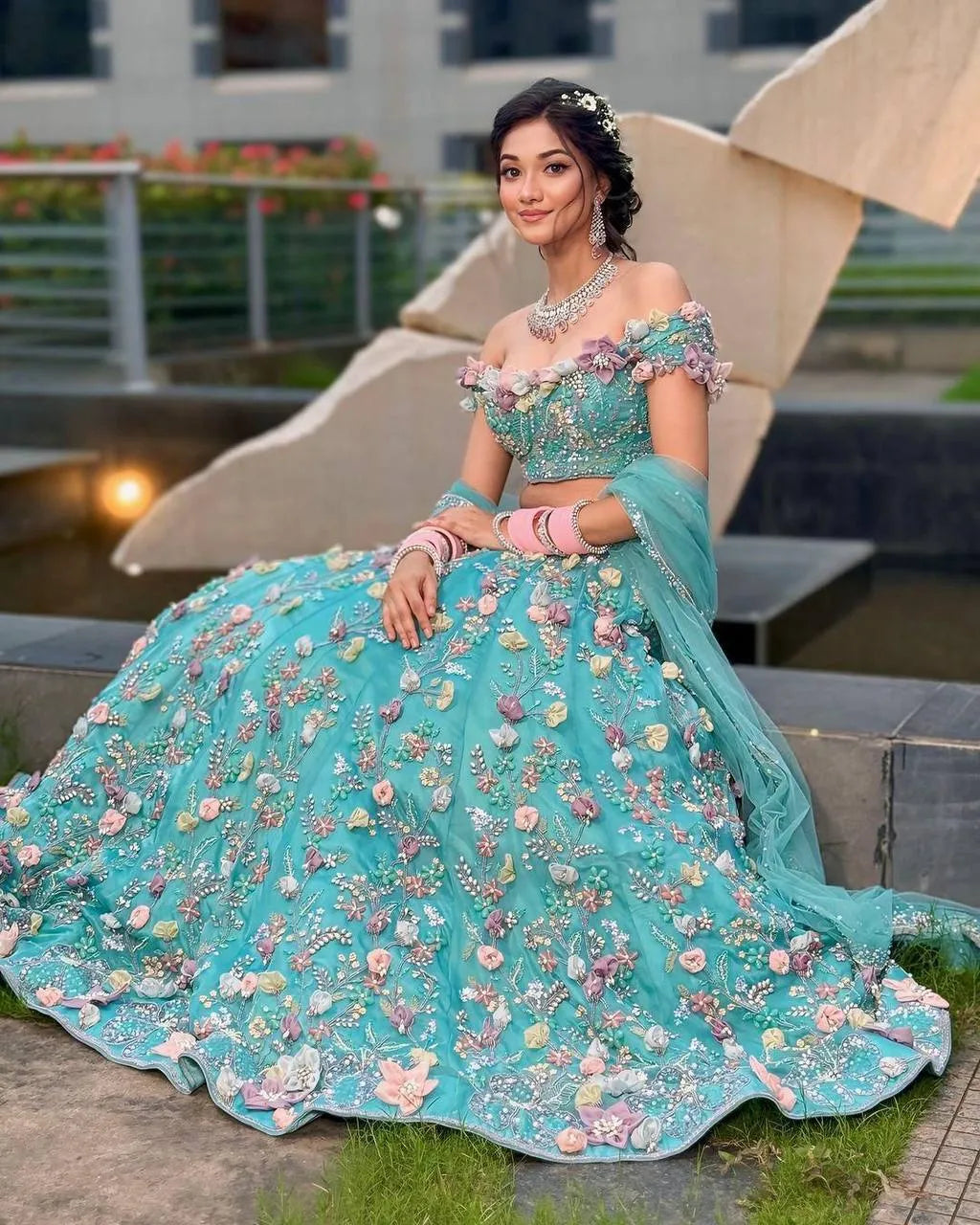 4 meter flared Fox Georgette Sequins Embroidered Work Lehenga, Exceptional Quality with Can-Can and Canvas Layers, A Perfect Fusion of Glamour and Comfort