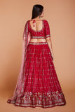 ملابس جورجيت حمراء للسيدات مع الترتر والتطريز، ملابس حفلات العمل، LEHENGA CHOLI 