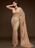 Golden Thread And Multi Sequins embroiderd Georette Designer Saree With Fancy Blouse