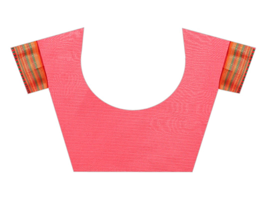 Women's Sky Blue Cotton Blend Jacquard Ethnic Motifs Multicolor Zari Border And Pallu Manipuri Saree With Running Blouse Piece