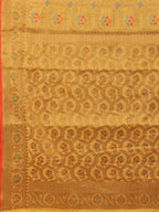 Women's Yellow color With Golden Zari Chanderi Cotton silk saree with Customize blouse piece