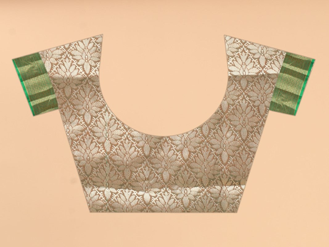 Women's Peach Kota Blend Jacquard Multicolor Zari Border And Pallu  With Running Blouse Piece