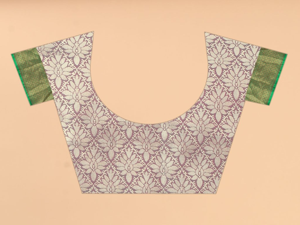 Women's Pink Cotton Blend Jacquard Multicolor Zari Border And Pallu  With Running Blouse Piece