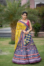 Multi Color Vaisali Silk Printed work Embellish With Sequins Hand work semi stitched Lehenga Choli with Dupatta