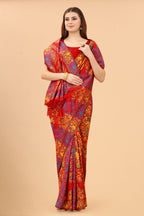 Women's Red color With Golden Zari Kalamkari Cotton saree with Customize blouse piece
