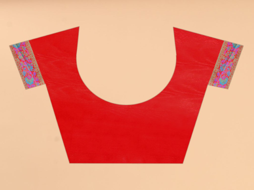 Women's Red color With Golden Zari Kalamkari Cotton saree with Customize blouse piece