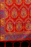 ساري نسائي من القطن باللون الأحمر مع Zari Kalamkari الذهبي مع قطعة بلوزة مخصصة 
