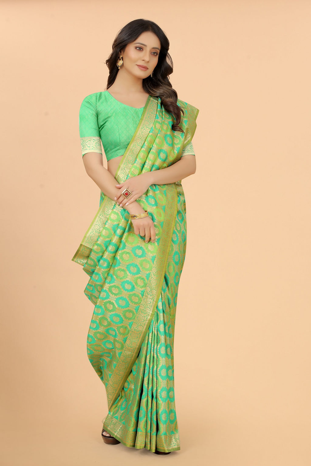 Designer Banarasi Soft Lichi Silk Saree With Fancy Blouse