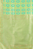 Women's Light Green color With Golden Zari Lichi silk saree with Customize blouse piece