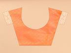 Women's Orange color With Golden Zari Lichi silk saree with Customize blouse piece