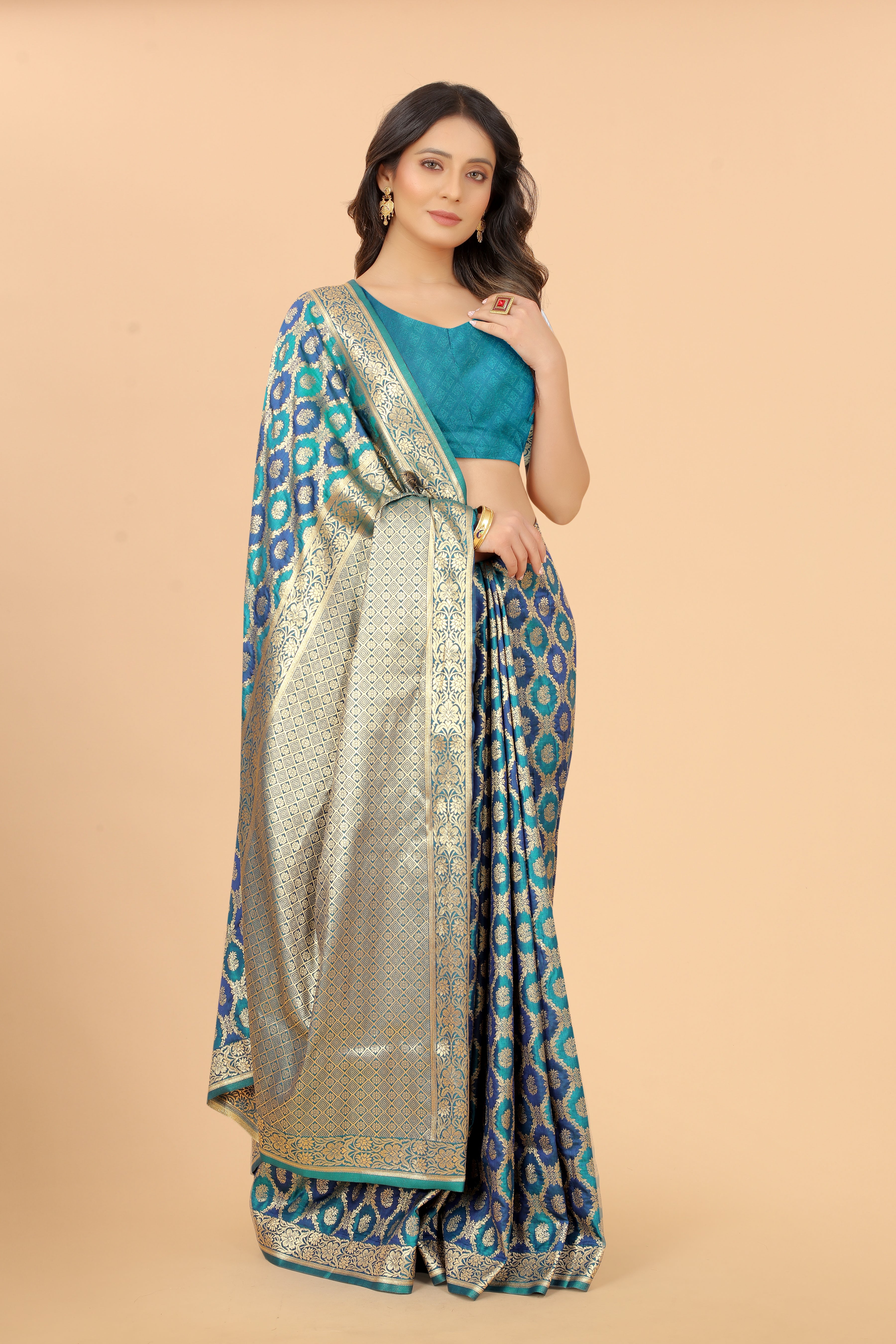 Designer Banarasi Soft Lichi Silk Saree With Fancy Blouse
