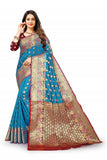 Designer Flower Butti Work Zari Weaving Banarasi Silk Saree With Blouse