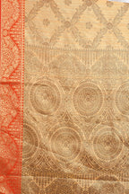 Women's Orange color With Golden Zari Jacquard Woven Self Design Cotton Silk saree with Customize blouse piece