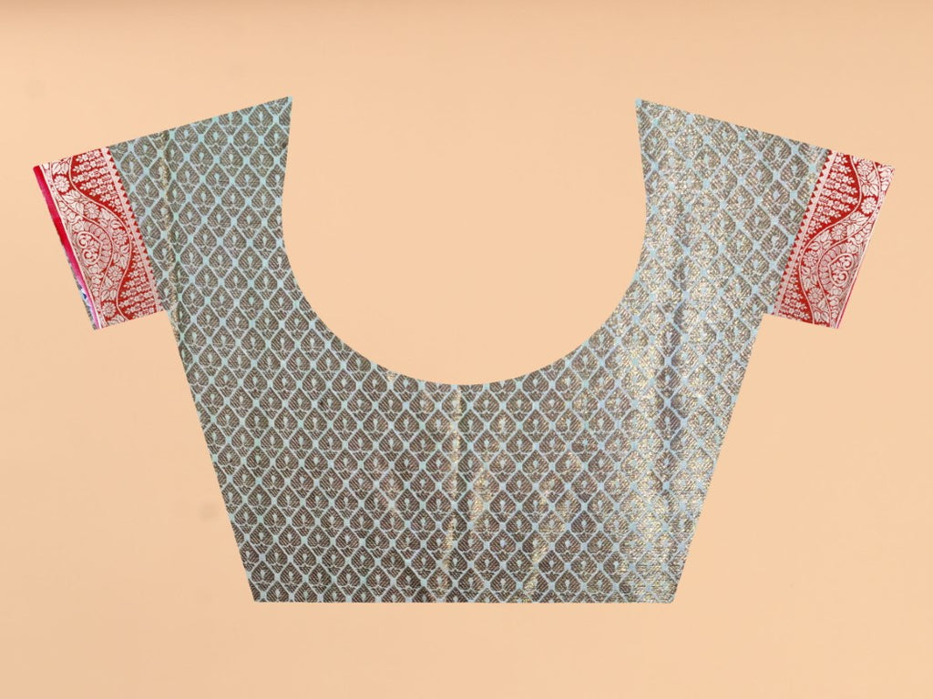 Women's Grey color With Golden Zari Jacquard Woven Self Design Cotton Silk saree with Customize blouse piece