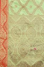 Women's Pista color With Golden Zari Jacquard Woven Self Design Cotton Silk saree with Customize blouse piece