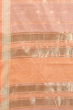 Women's Peach color With Golden Zari Woven Pure Silk saree with Customize blouse piece