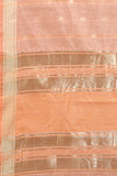 Women's Peach color With Golden Zari Woven Pure Silk saree with Customize blouse piece