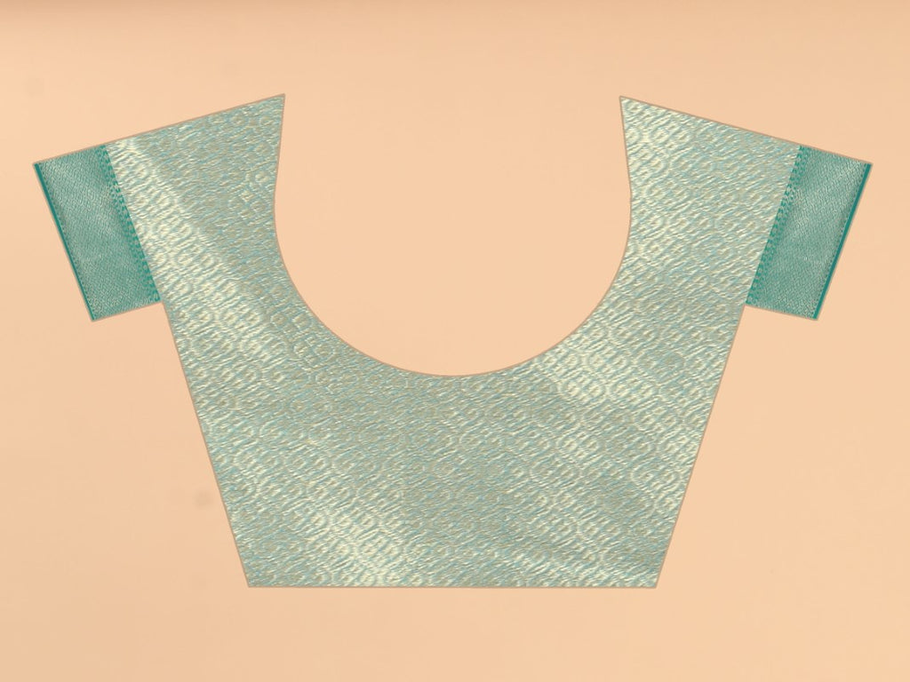 Women's Pista color With Golden Zari Jacquard Woven Self Design Cotton Silk saree with Customize blouse piece