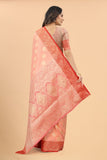 Women's Orange color With Golden Zari Jacquard Woven Self Design Cotton Silk saree with Customize blouse piece