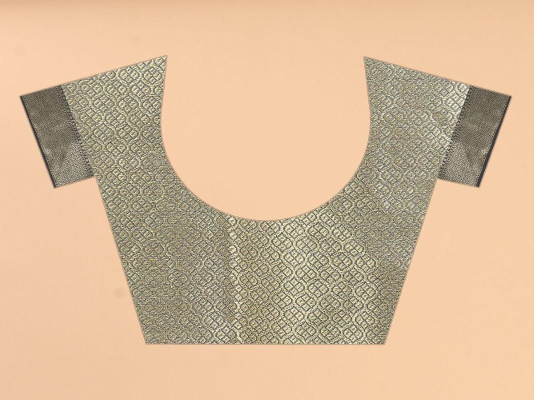 Women's Grey color With Golden Zari Jacquard Woven Self Design Cotton Silk saree with Customize blouse piece