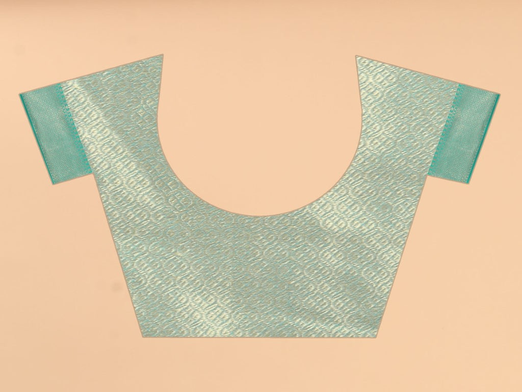 Women's Sky Blue color With Golden Zari Jacquard Woven Self Design Cotton Silk saree with Customize blouse piece